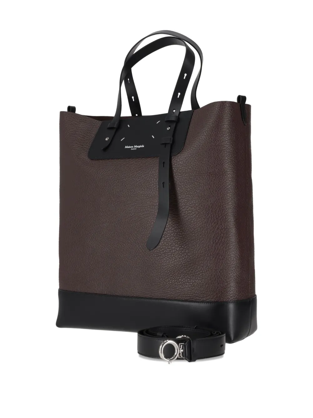 Maison Margiela Textured Leather Tote Bag With Dual Handles In Brown