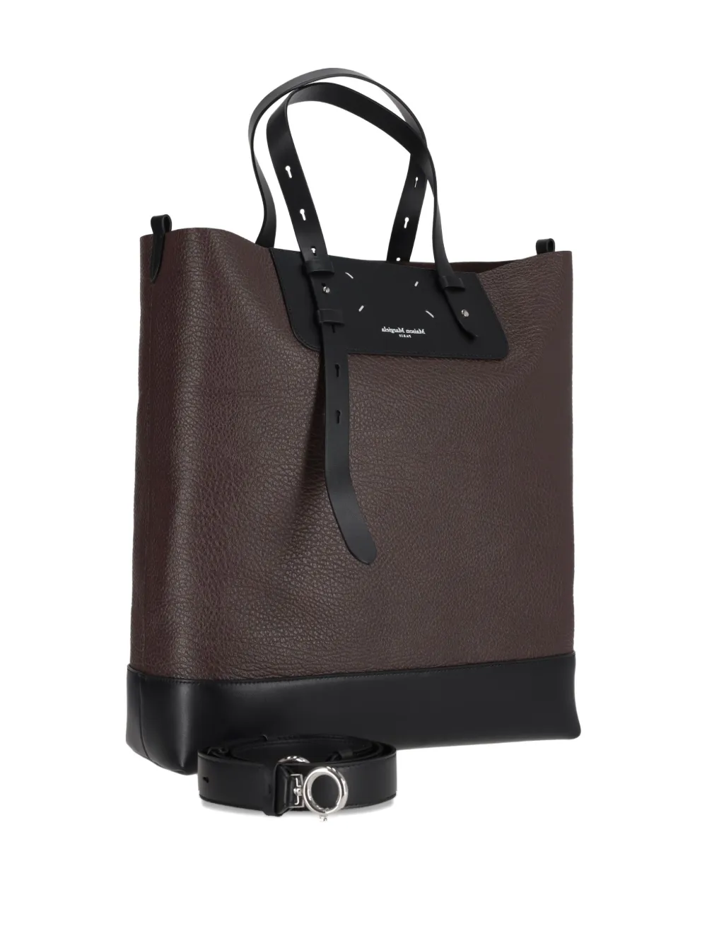Maison Margiela Textured Leather Tote Bag With Dual Handles In Brown