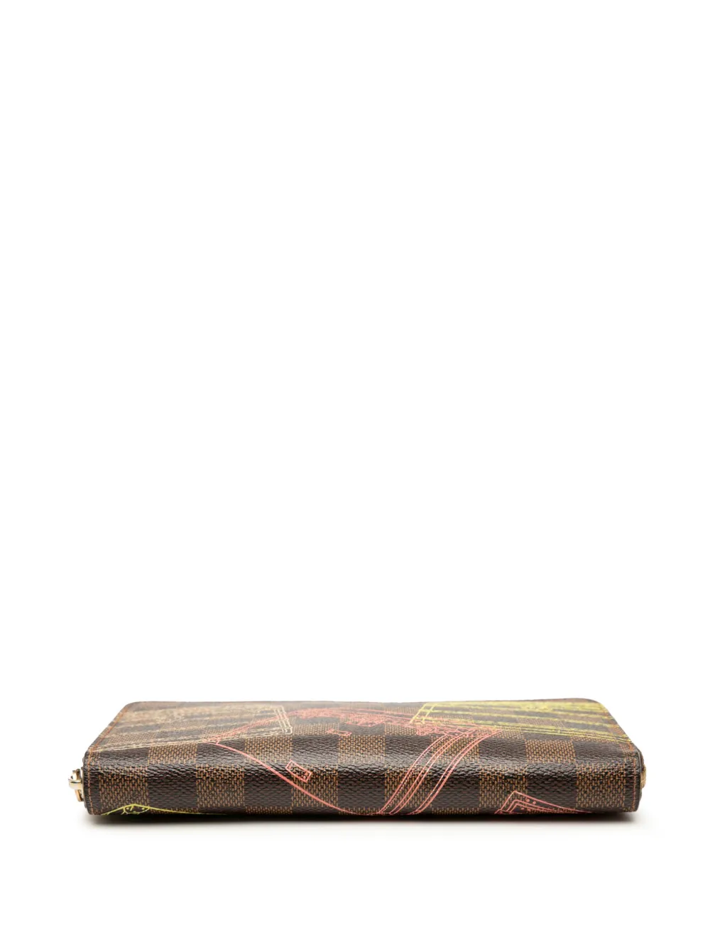 Pre-owned Louis Vuitton 2014 Damier Ebene Inventuer Trunks And Locks Zippy Wallet Long Wallets In Brown