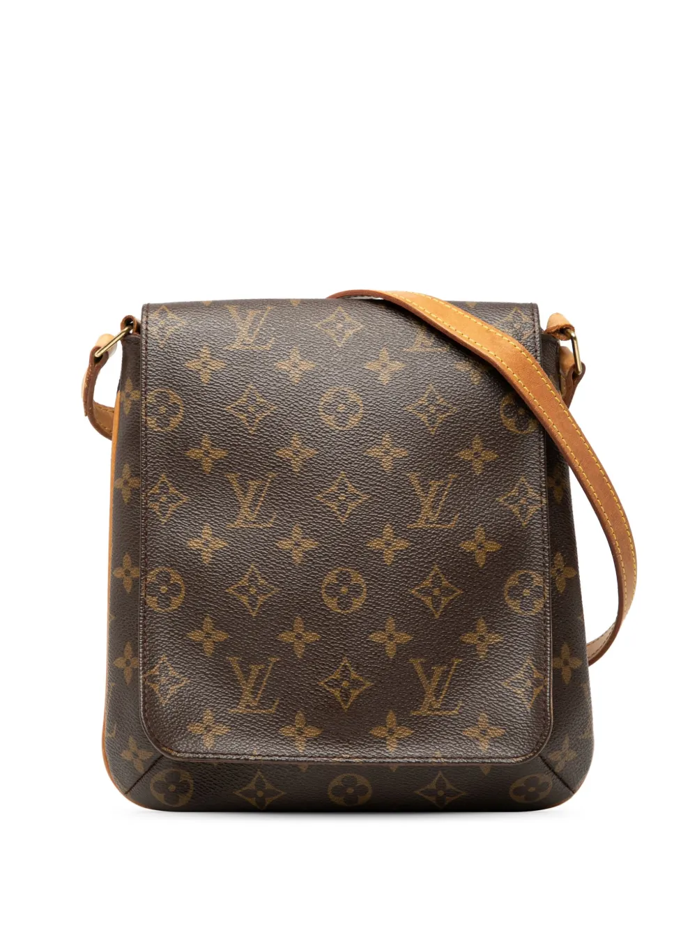 Pre-owned Louis Vuitton 2002 Monogram Musette Salsa Pm Long Strap Crossbody Bag In Brown