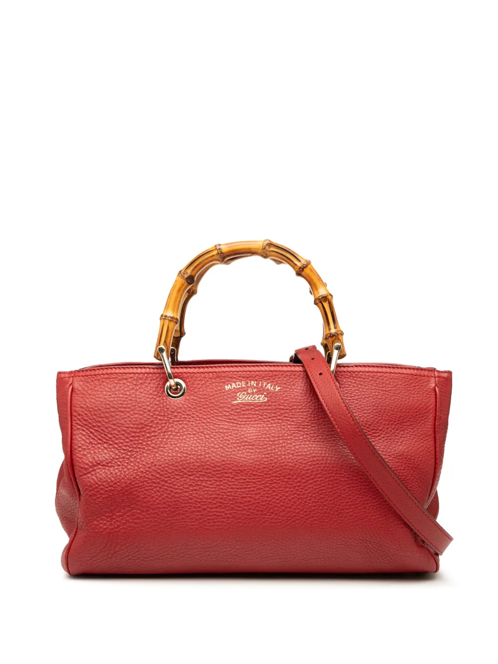 Gucci Pre-Owned 2000-2015 Medium Calfskin Bamboo Shopper satchel - Rosso