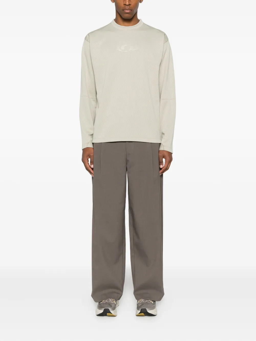 Mm6 Maison Margiela Logo-print Long-sleeve Sweater In Gray