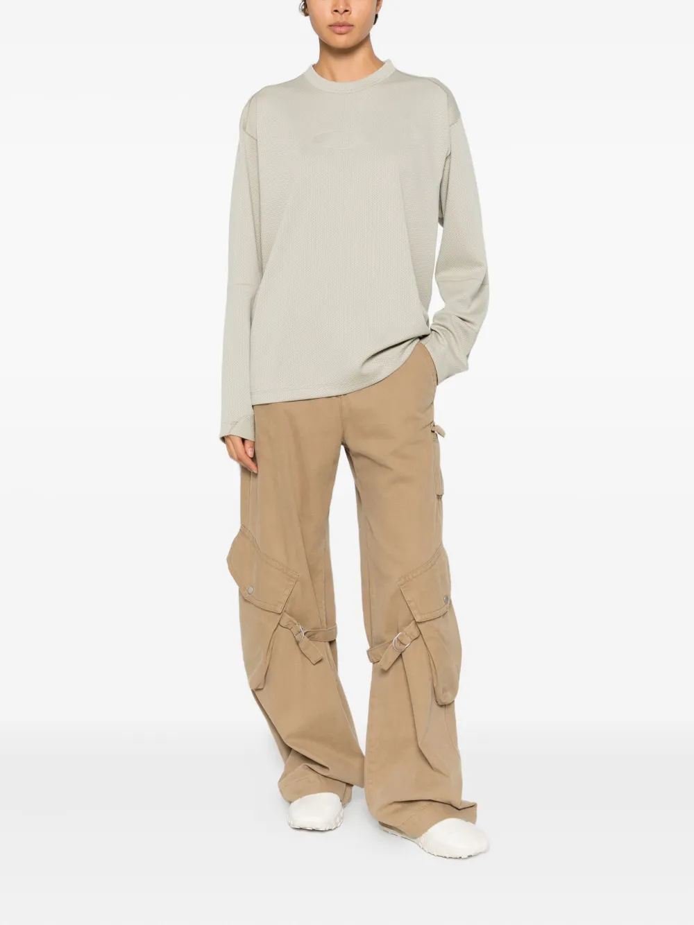 Mm6 Maison Margiela Logo-print Long-sleeve Sweater In Gray