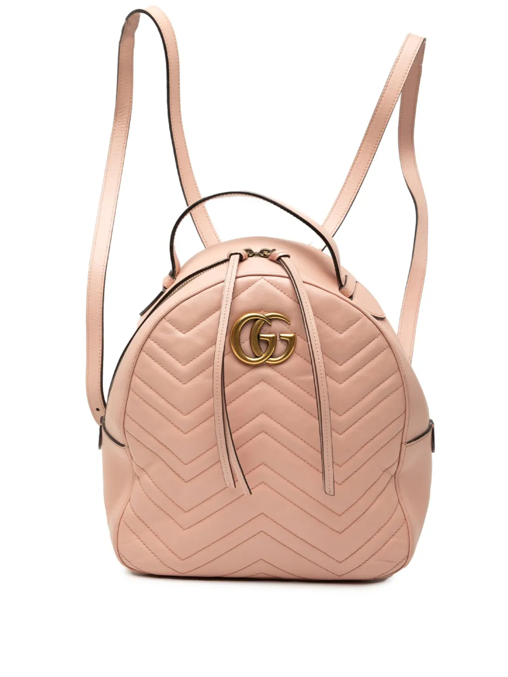 Pre-owned Gucci 2016-2025 Small Gg Marmont Matelasse Leather Backpack In Pink