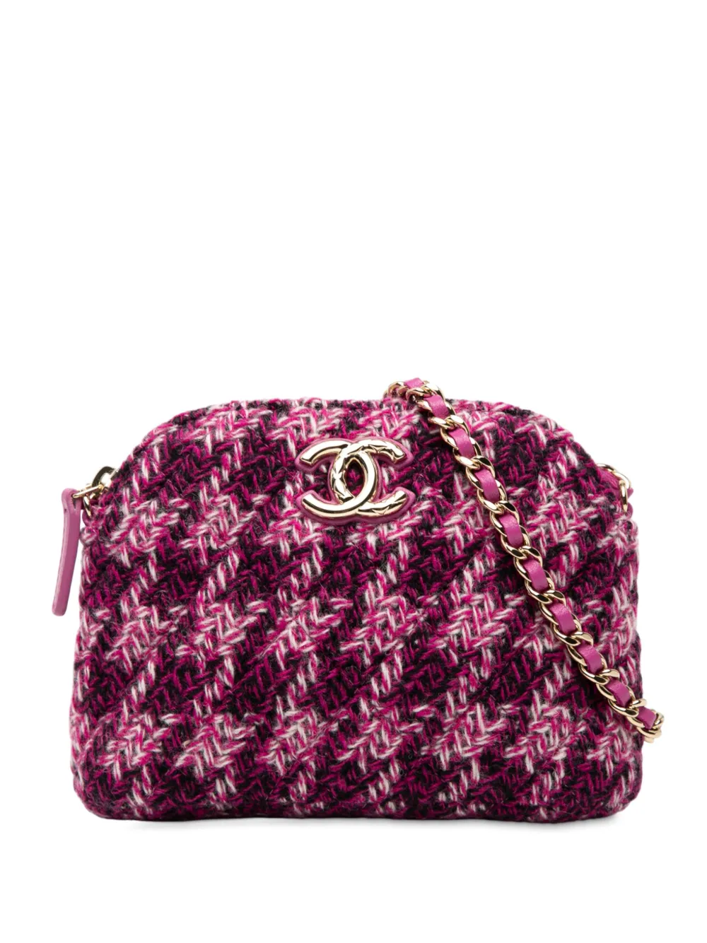 CHANEL Pre-Owned 2021-2025 CC Tweed Houndstooth Clutch On Chain crossbody bag - Violett