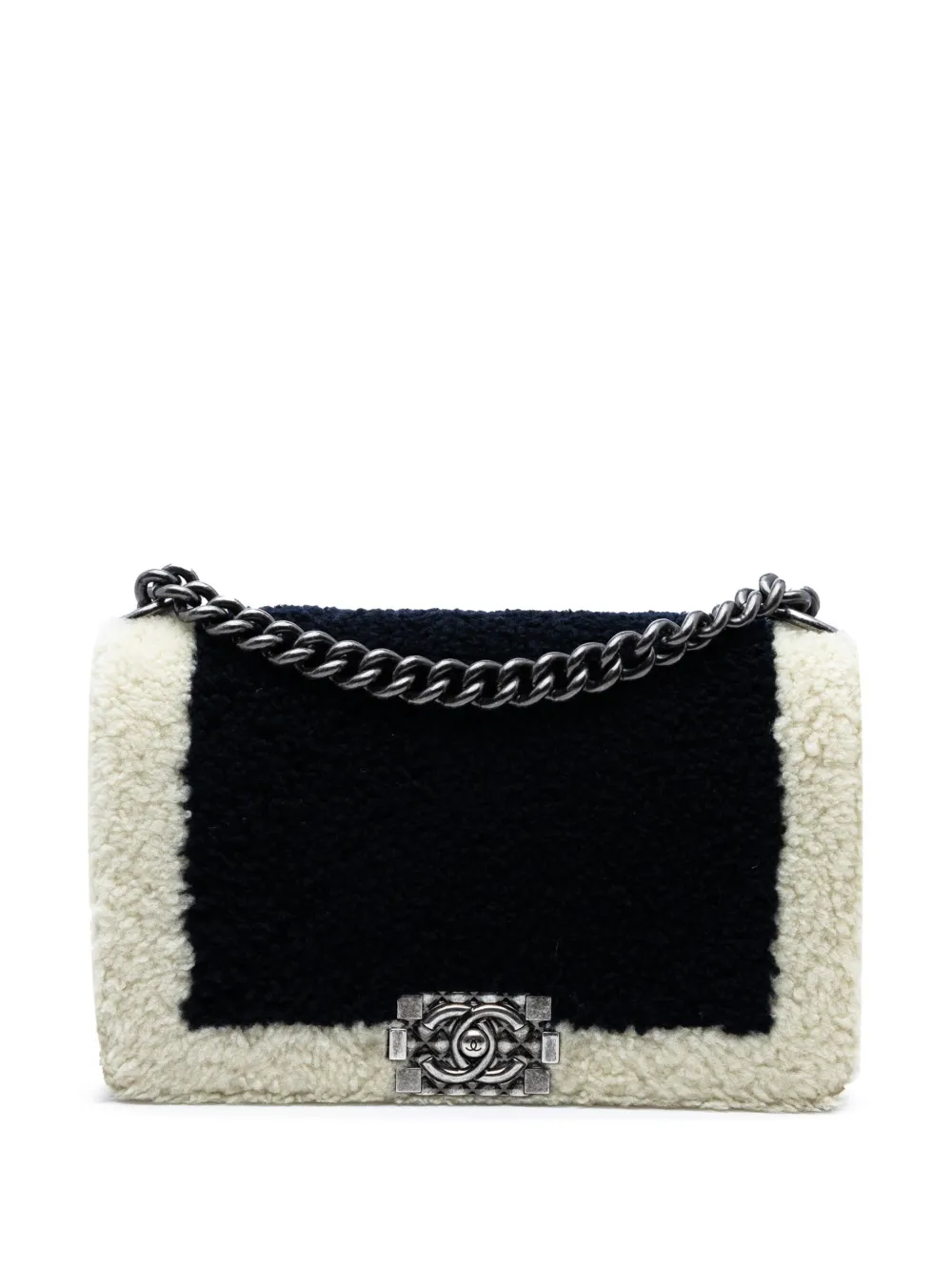 CHANEL Pre-Owned 2015-2016 Old ミディアム バイカラー シアリング ボーイ フラップ ショルダーバッグ - CHANEL Pre-Owned 2015-2016 Old ミディアム バイカラー シアリング ボーイ フラップ ショルダーバッグ -