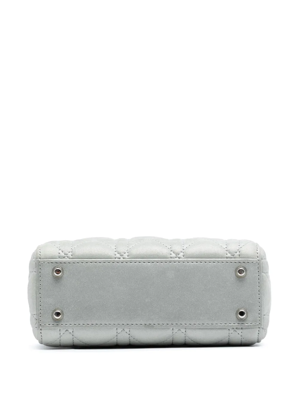 Pre-owned Dior 2016 Mini Iridescent Lambskin Cannage Lady  Satchel In Silver