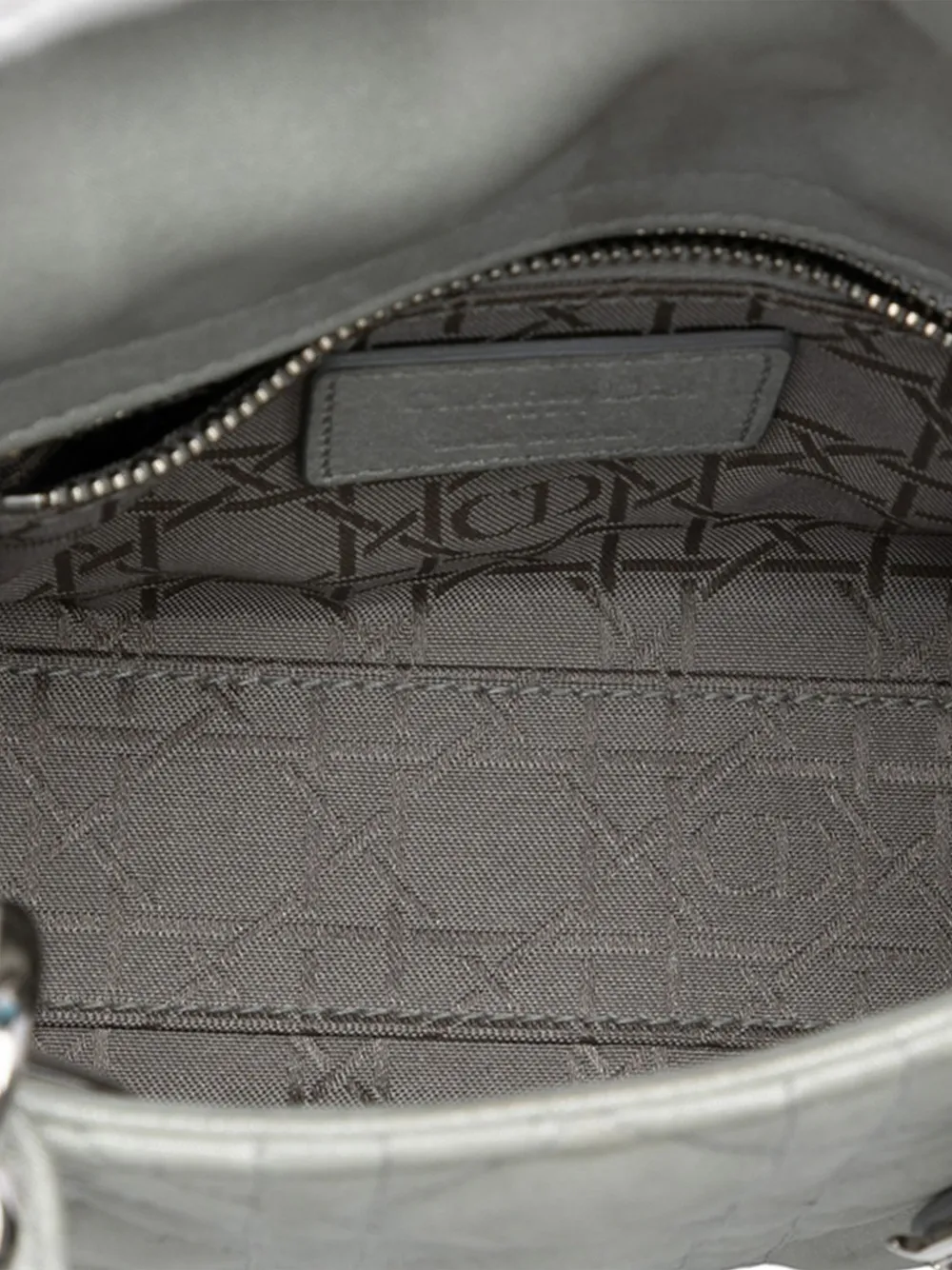 Pre-owned Dior 2016 Mini Iridescent Lambskin Cannage Lady  Satchel In Silver