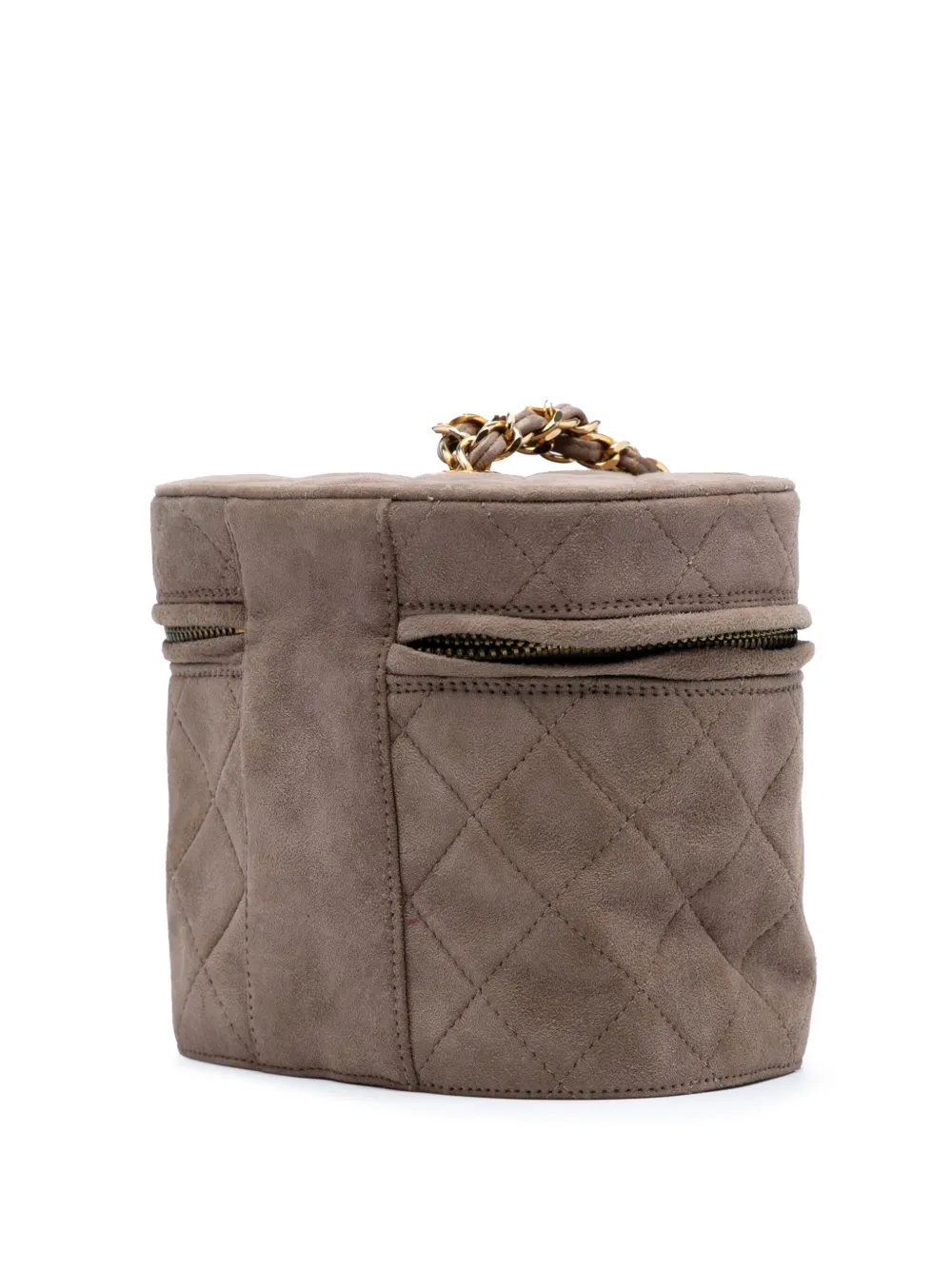 Pre-owned Chanel 1989-1991 Quilted Suede Tassel Vanity Bag Crossbody Bag In Brown