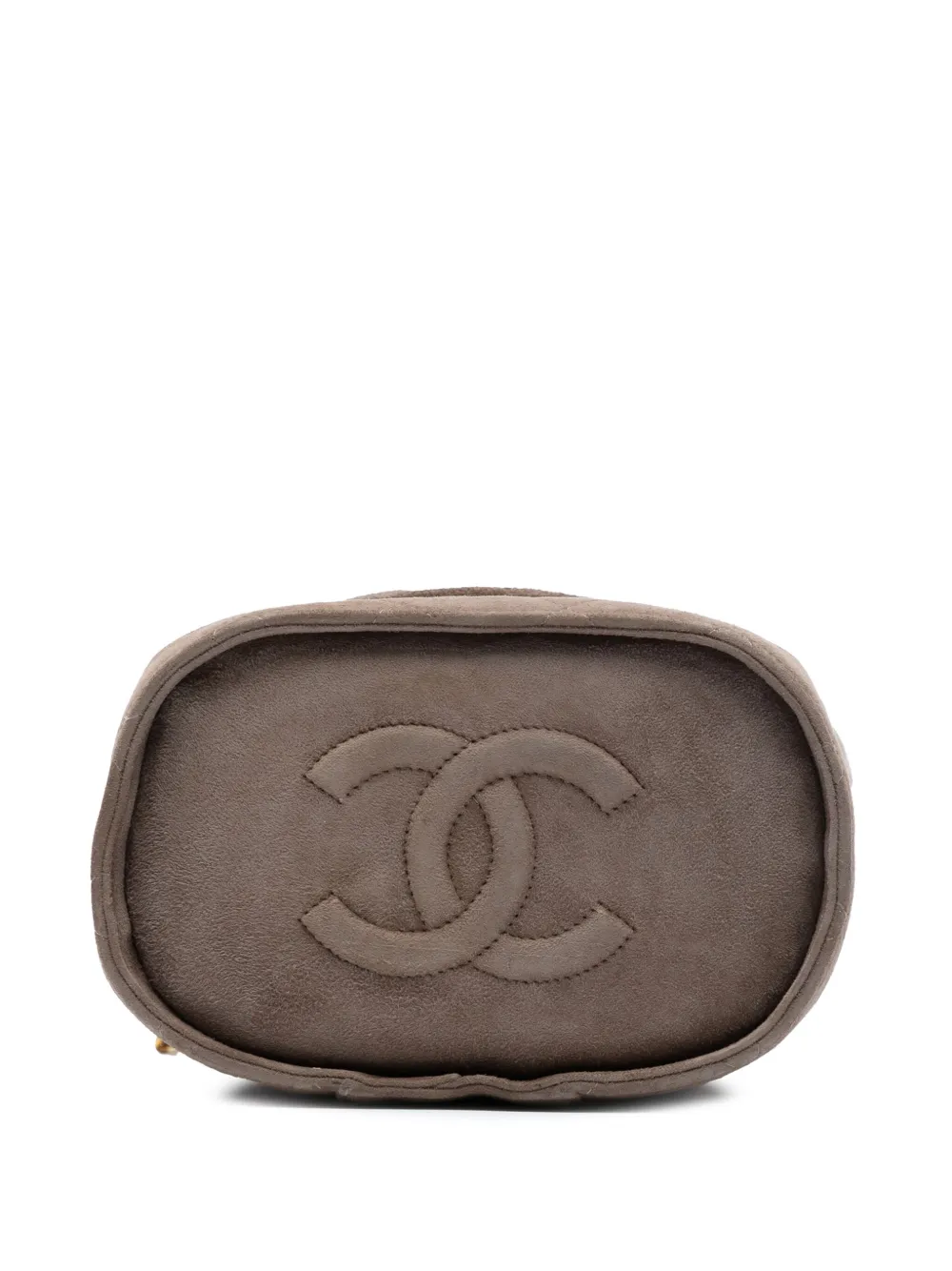 Pre-owned Chanel 1989-1991 Quilted Suede Tassel Vanity Bag Crossbody Bag In Brown