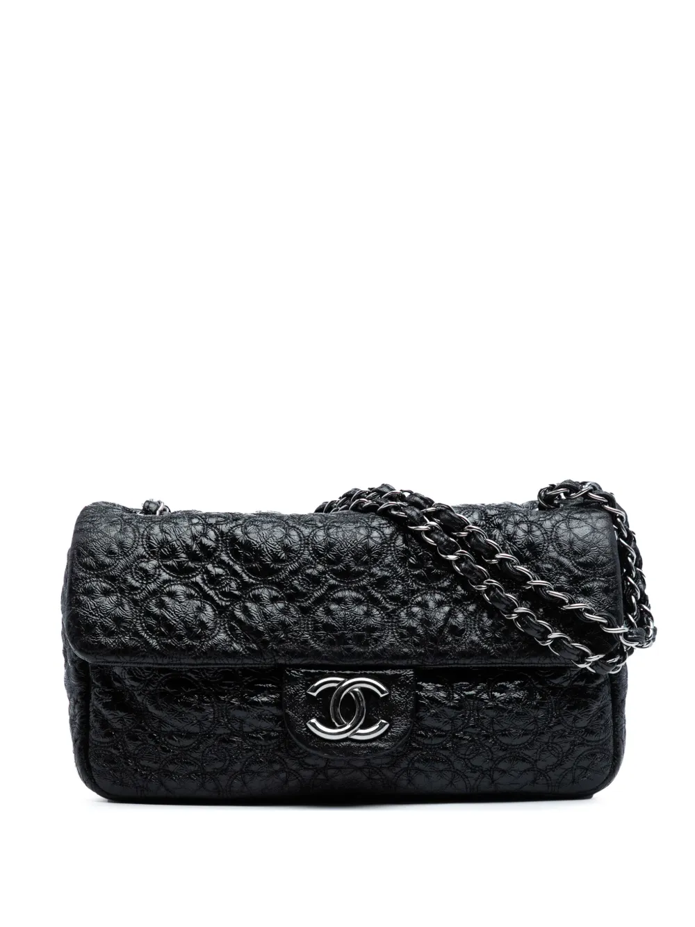 Pre-owned Chanel 2008-2009 Vinyl Rock In Moscow Single Flap Shoulder Bag In Black