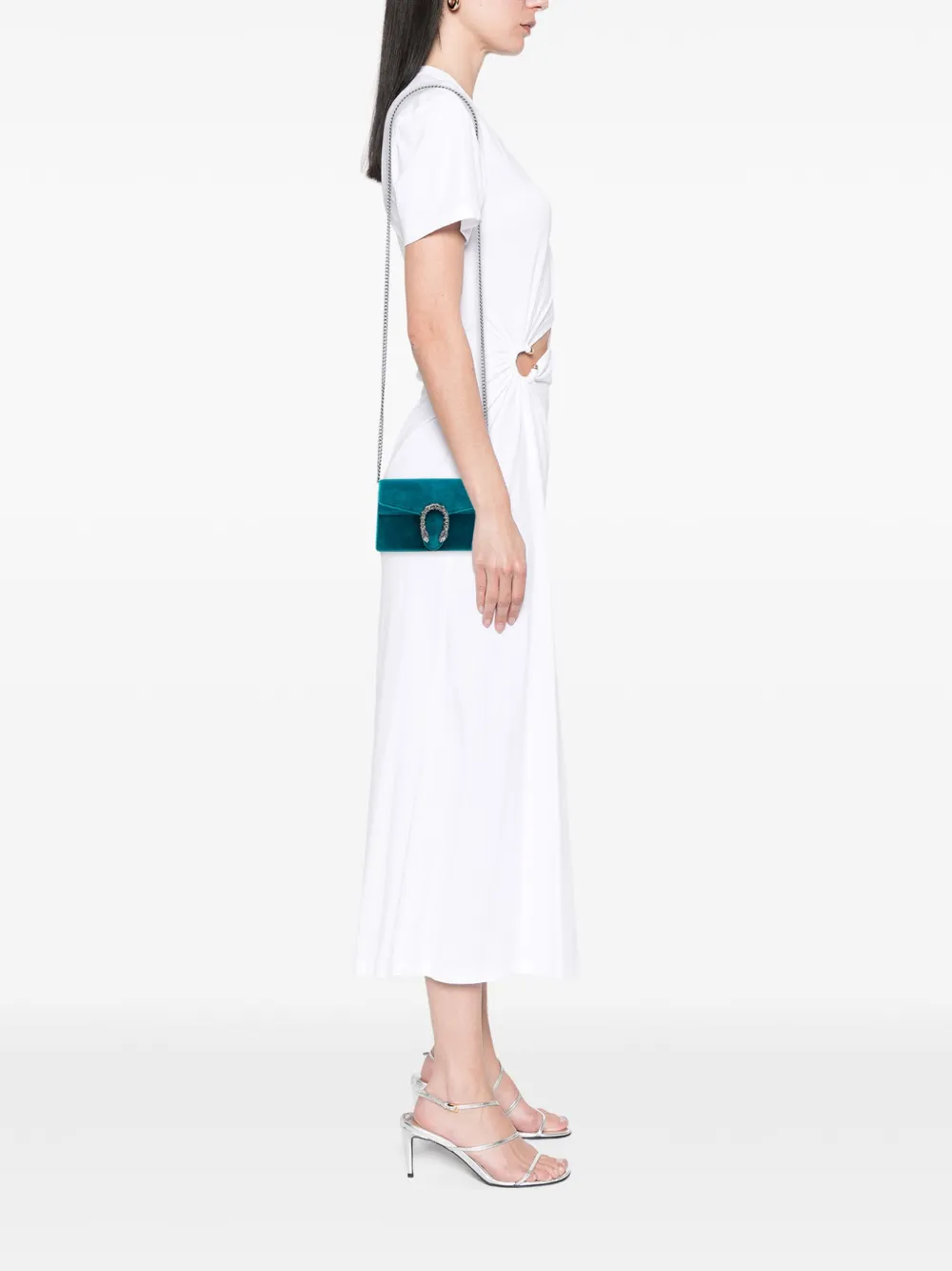Pre-owned Gucci 2016-2025 Mini Velvet Dionysus Crossbody Bag In Blue