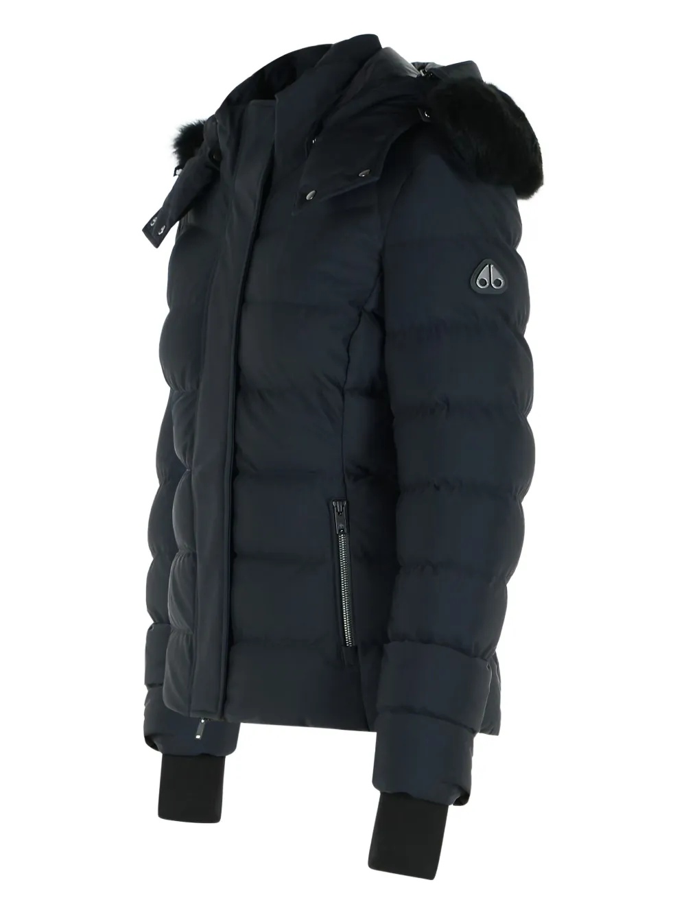 Moose Knuckles Faux-fur Hooded Puffer Jacket In Blue