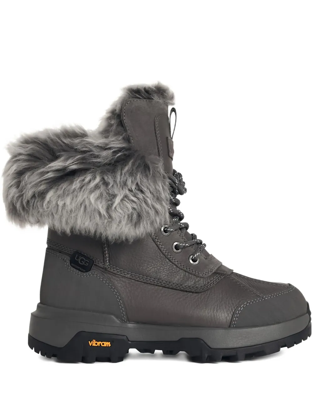 Ugg Charcoal Leather Boots With Sheepskin Lining In Multi