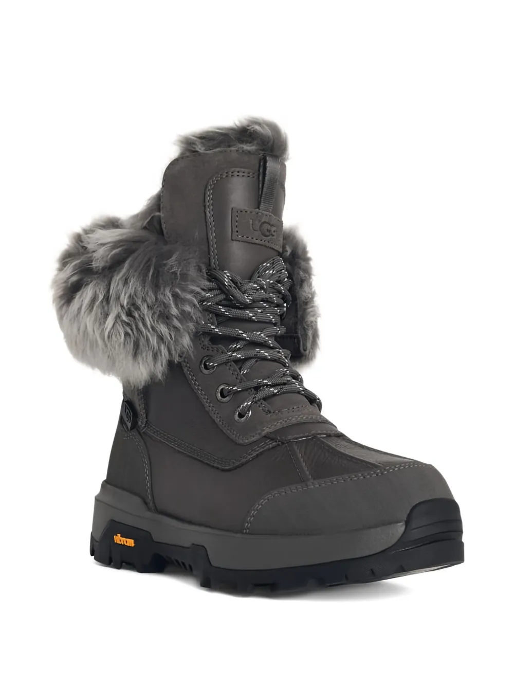 Ugg Charcoal Leather Boots With Sheepskin Lining In Multi