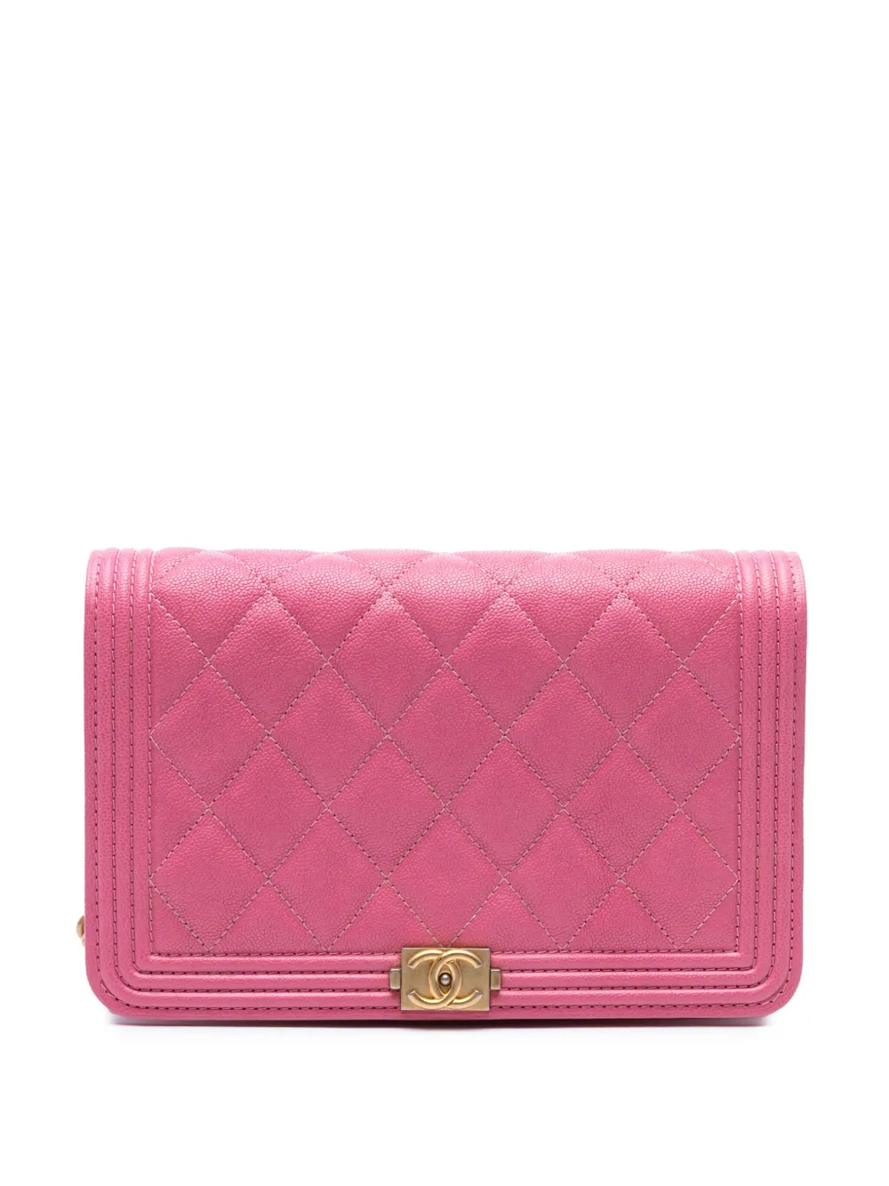 Pre-owned Chanel 2018-2019 Small Quilted Caviar Boy Flap Crossbody Bag In Pink