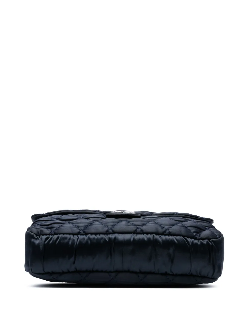 Pre-owned Chanel 2009-2010 Extra Large Cc Quilted Satin Single Flap Shoulder Bag In Blue