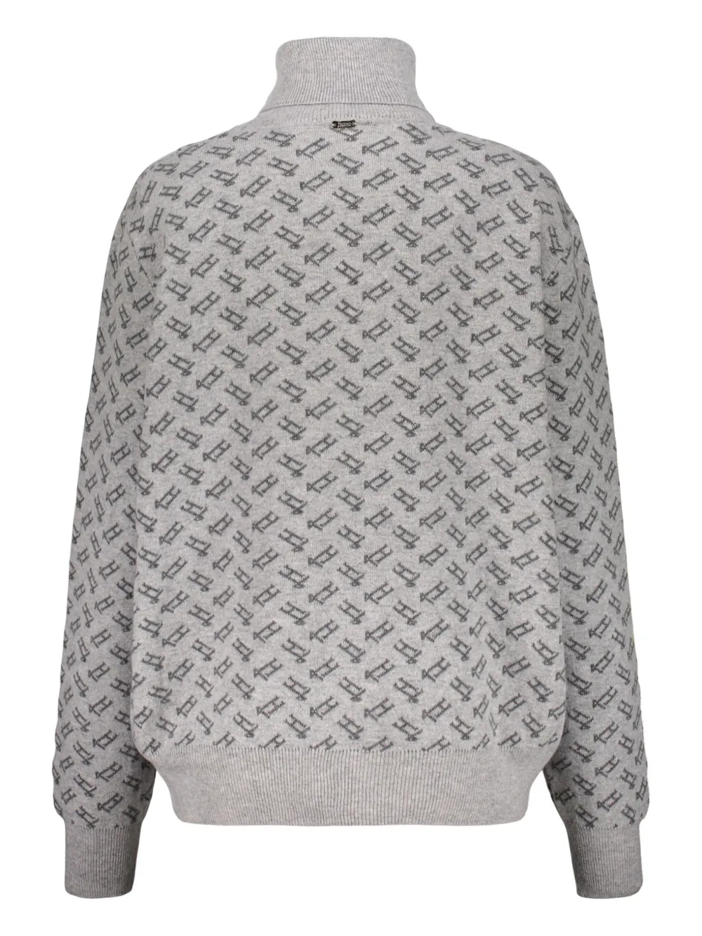 Herno High-neck Logo-pattern Sweater In Gray