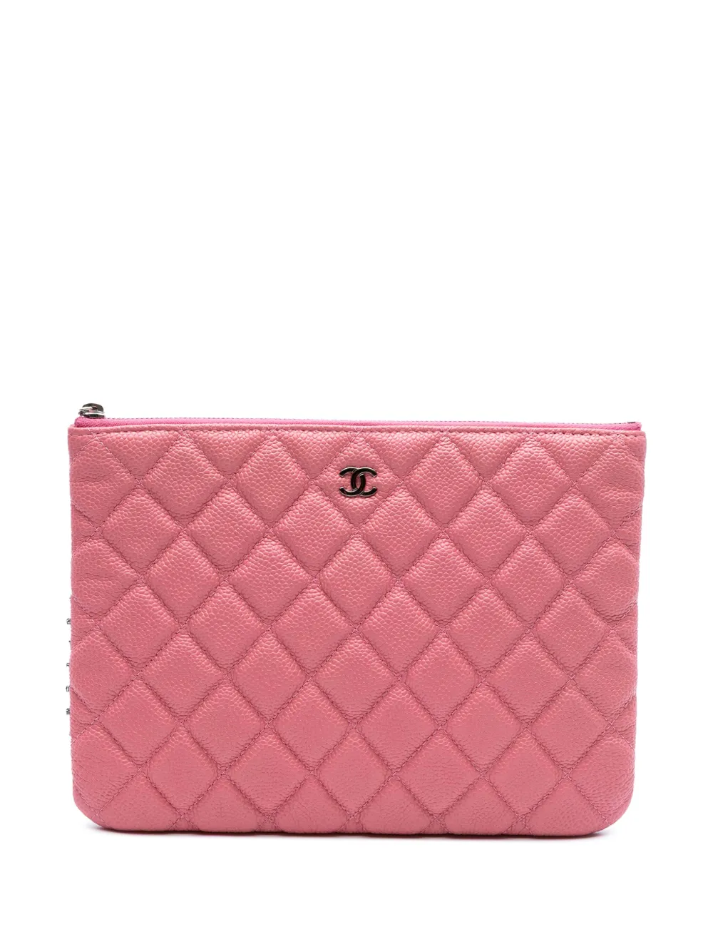 CHANEL Pre-Owned 2012-2013 スモール マトラッセ キャビア O ケース クラッチバッグ - ピンク