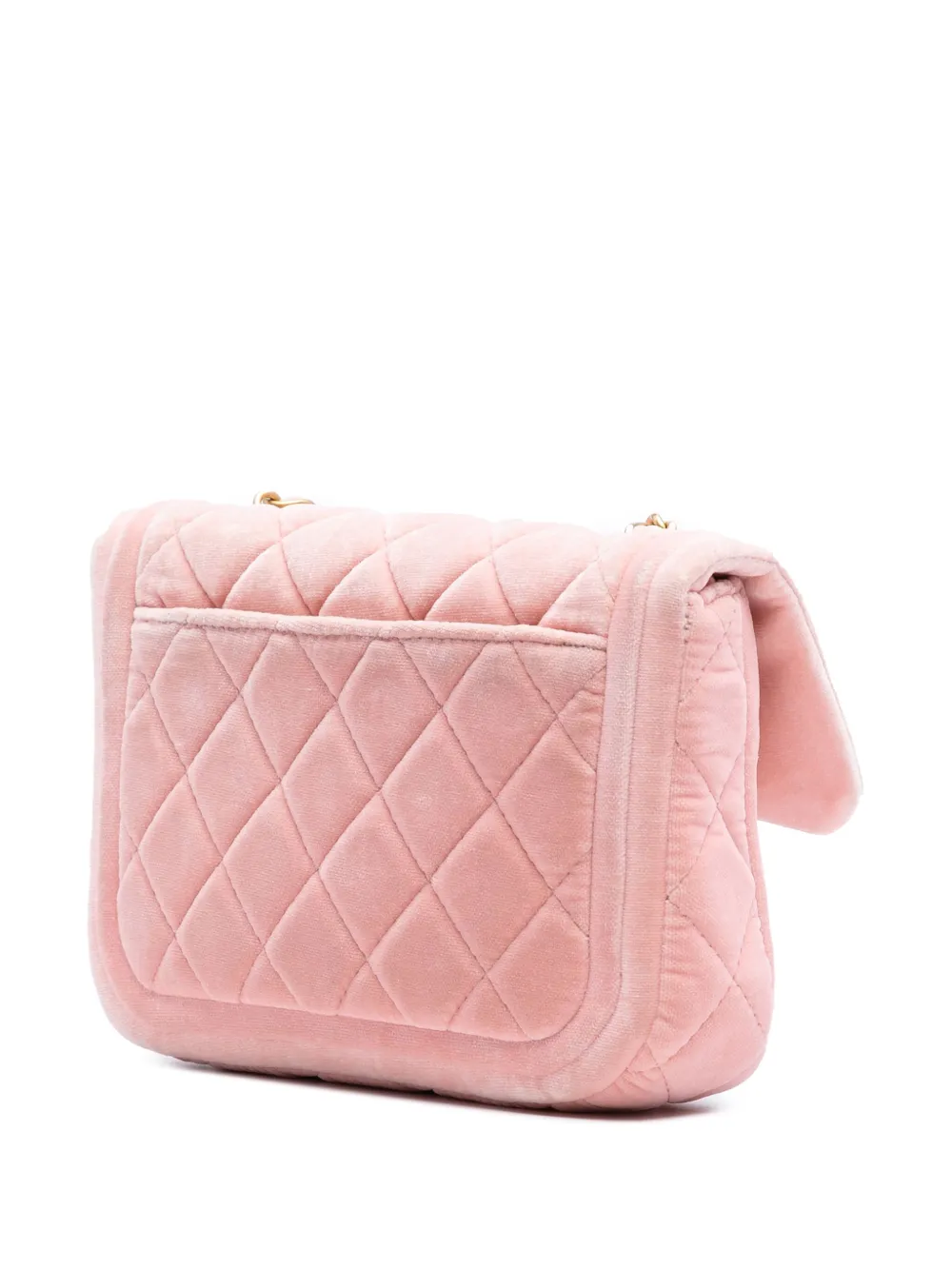Pre-owned Chanel 2021-2025 Mini Quilted Velvet Double Frame Flap Crossbody Bag In Pink