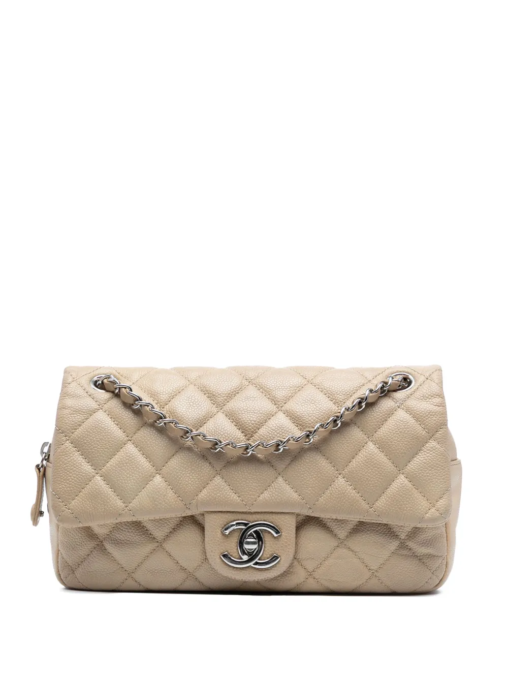 CHANEL Pre-Owned 2012-2013 ミディアム マトラッセ キャビア イージーフラップ ショルダーバッグ - ブラウン CHANEL Pre-Owned 2012-2013 ミディアム マトラッセ キャビア イージーフラップ ショルダーバッグ - ブラウン
