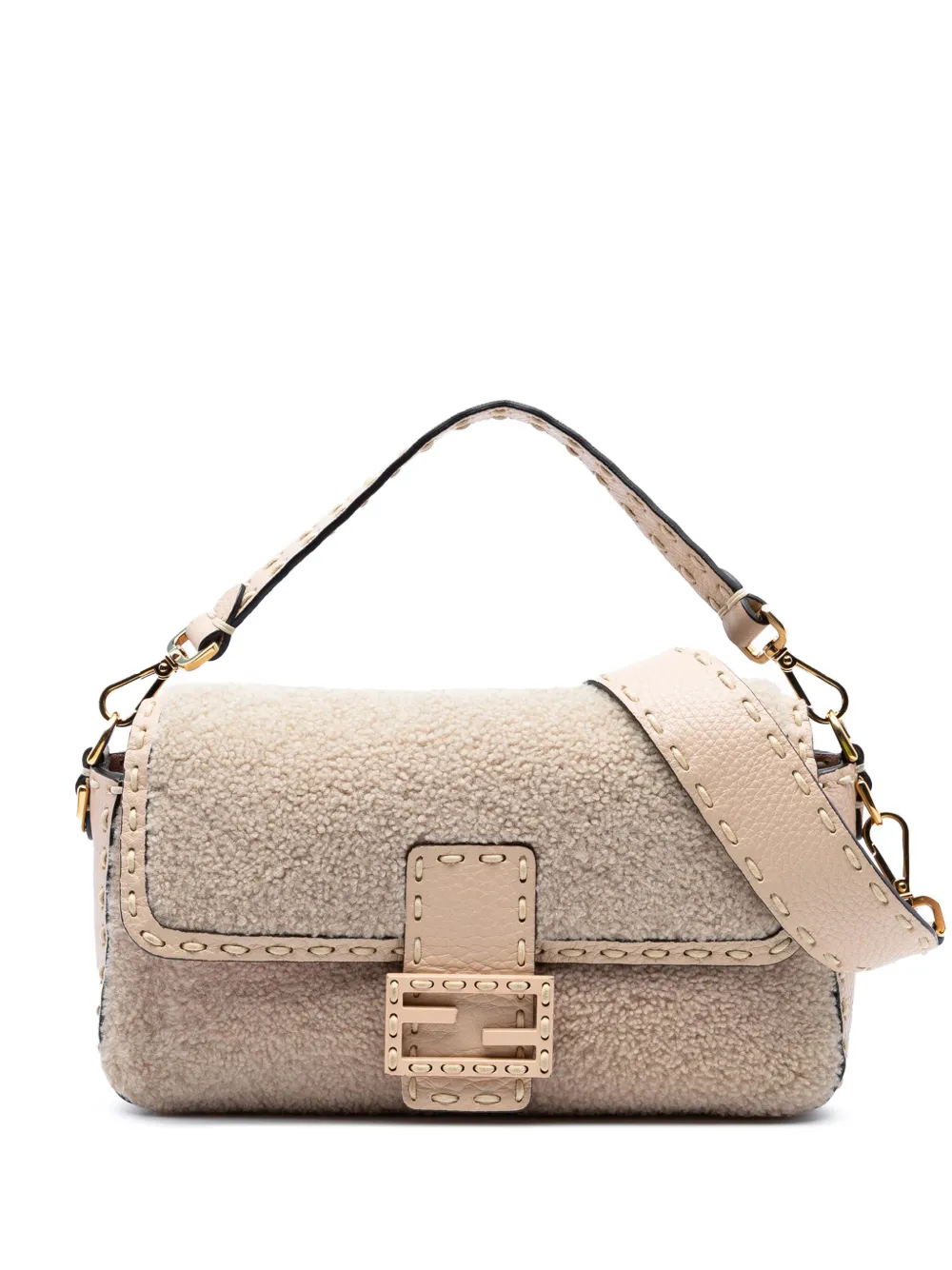 Fendi Pre-Owned 2010-2025 Medium Shearling Selleria Baguette satchel | Brown | Image 1