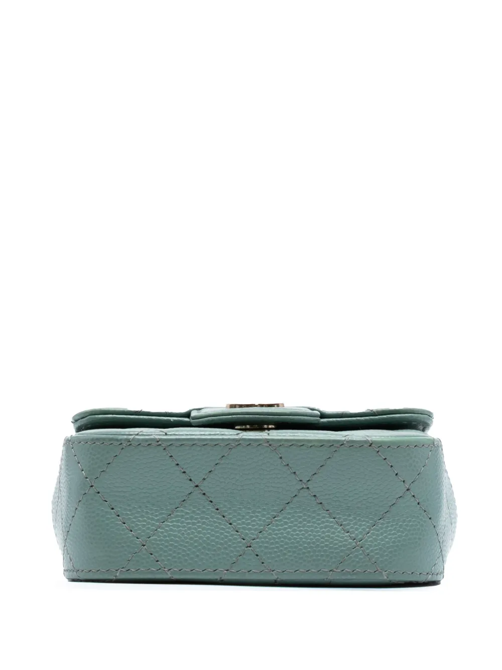 Pre-owned Chanel 2021 Micro Mini Classic Caviar Single Flap Crossbody Bag In Green