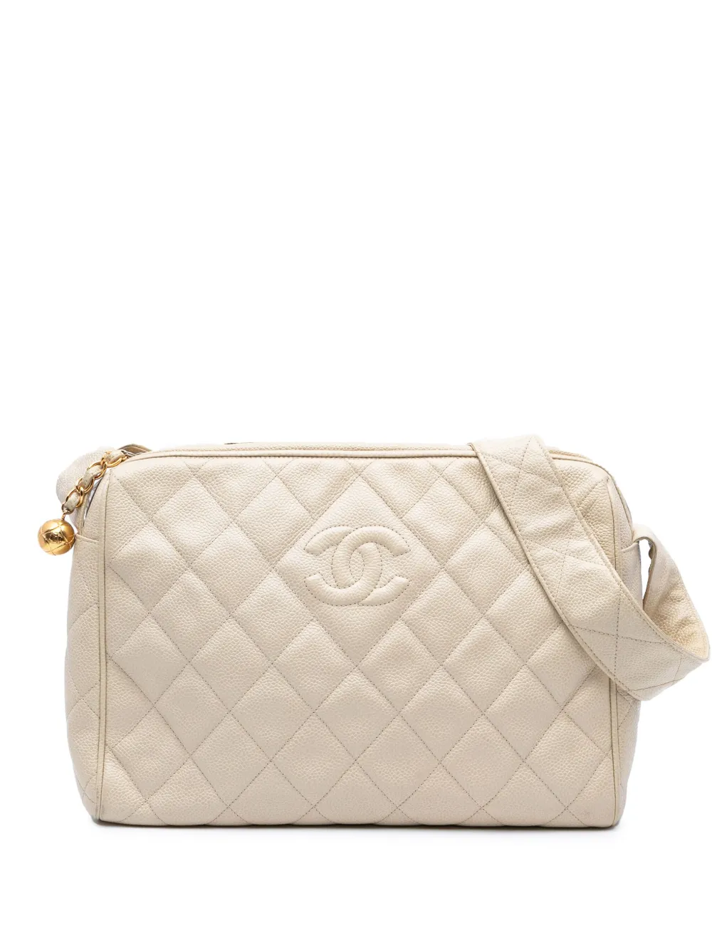 CHANEL Pre-Owned 1994-1996 ココマーク マトラッセ キャビア ショルダーバッグ - ホワイト