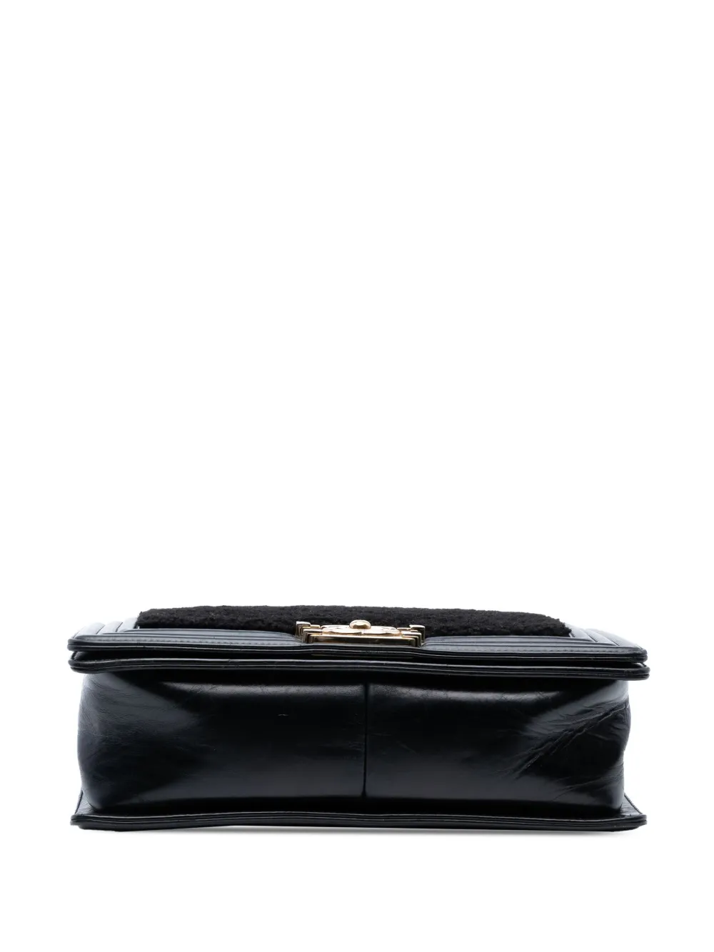 Pre-owned Chanel 2016-2017 Old Medium Shearling Boy Flap Crossbody Bag In Black