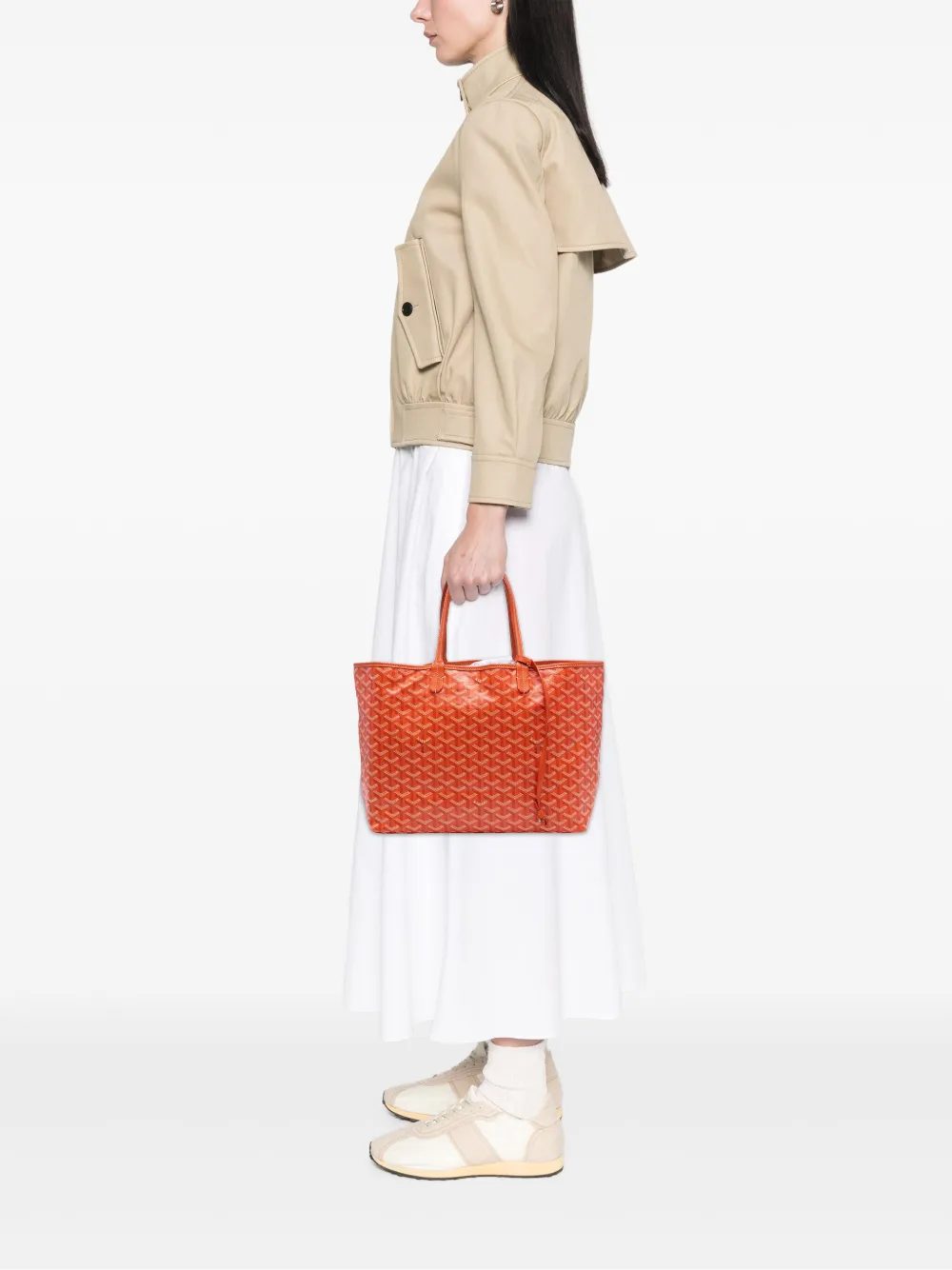 Pre-owned Goyard 2018 Ine Saint Louis Pm Tote Bag In Orange
