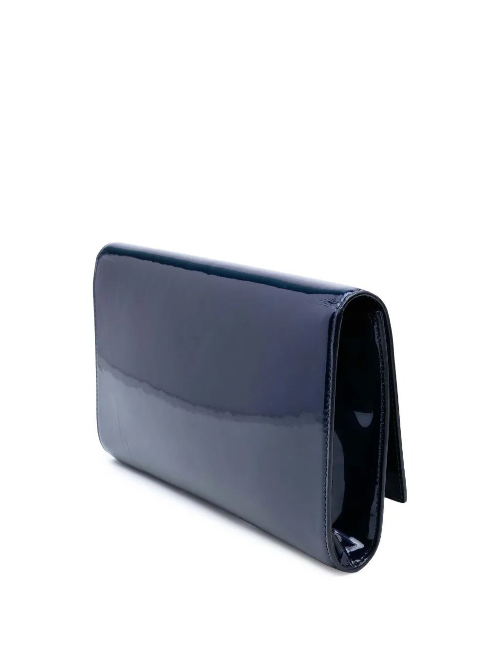 Pre-owned Saint Laurent 2012-2025 Large Patent Belle De Jour Clutch Bag In Blue