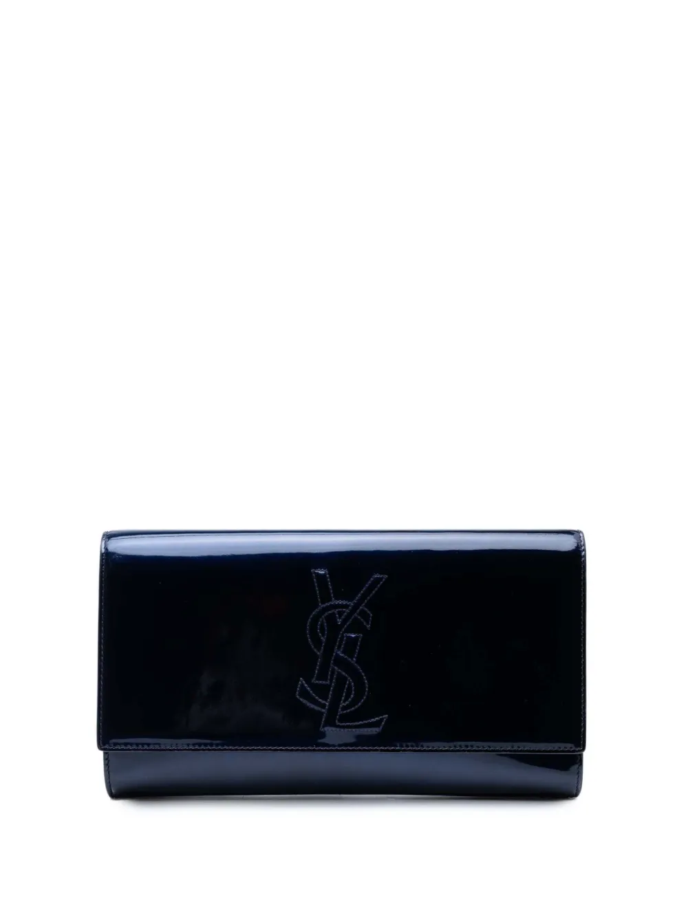 Pre-owned Saint Laurent 2012-2025 Large Patent Belle De Jour Clutch Bag In Blue