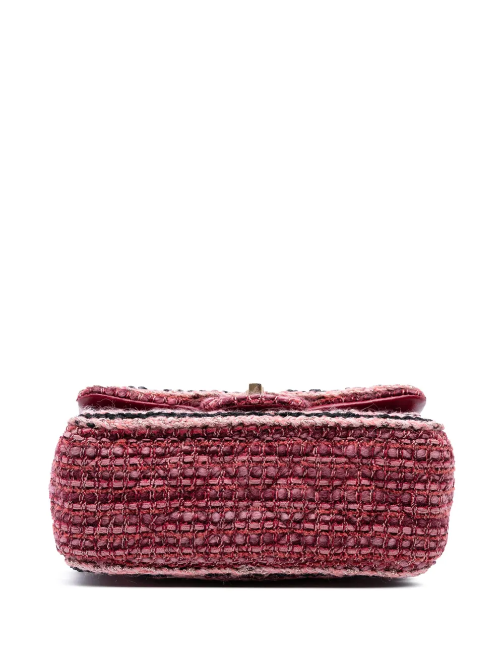 Pre-owned Chanel 2018-2019 Mini Braided Classic Tweed Single Flap Crossbody Bag In Red
