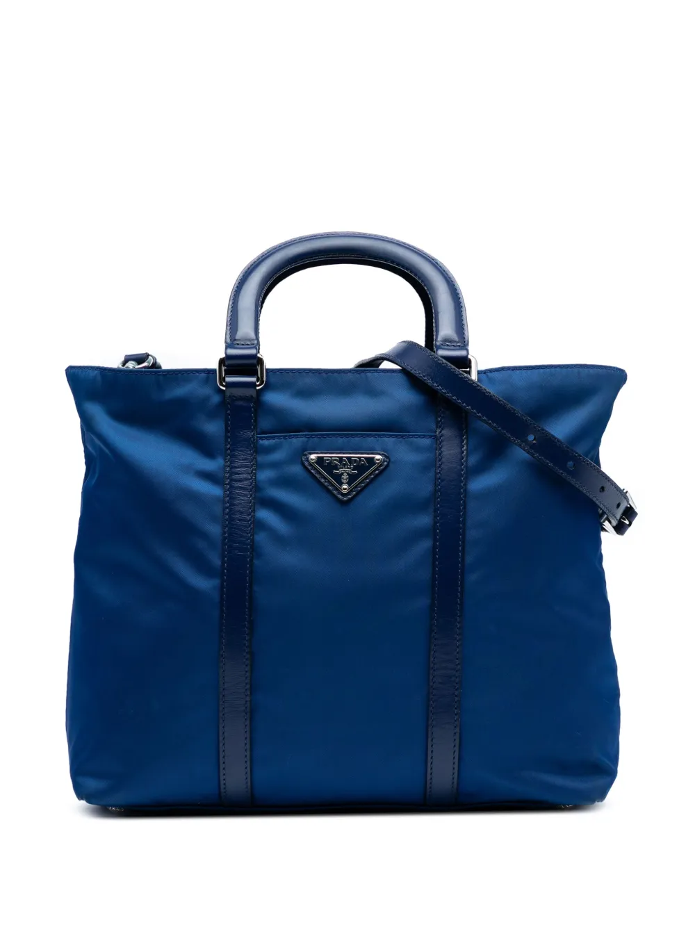 Prada Pre-Owned 2013-2025 Vitello Trimmed Tessuto satchel | Blue | Image 1