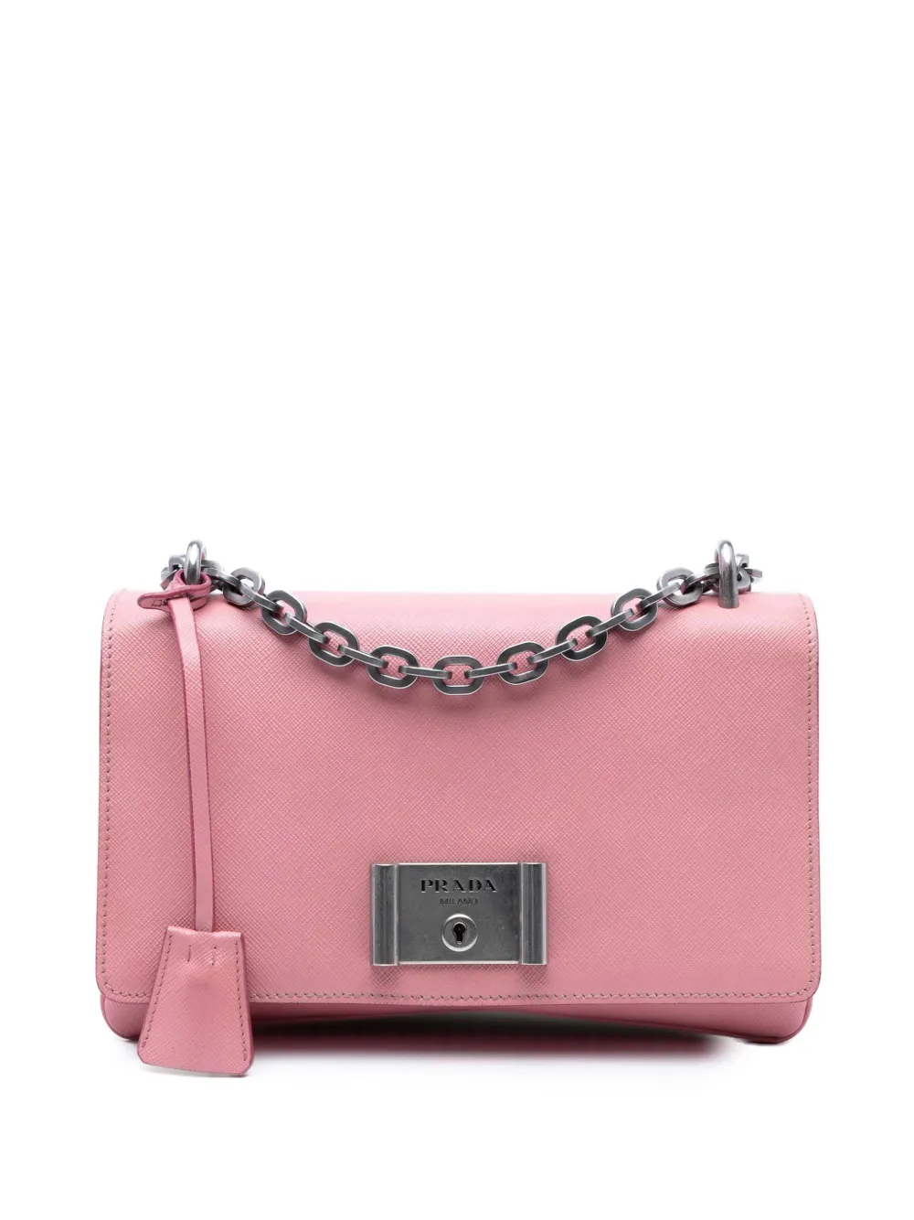 Prada Pre-Owned 2013-2025 サフィアーノ ルクス ロック フラップ チェーン ショルダーバッグ - ピンク Prada Pre-Owned 2013-2025 サフィアーノ ルクス ロック フラップ チェーン ショルダーバッグ - ピンク