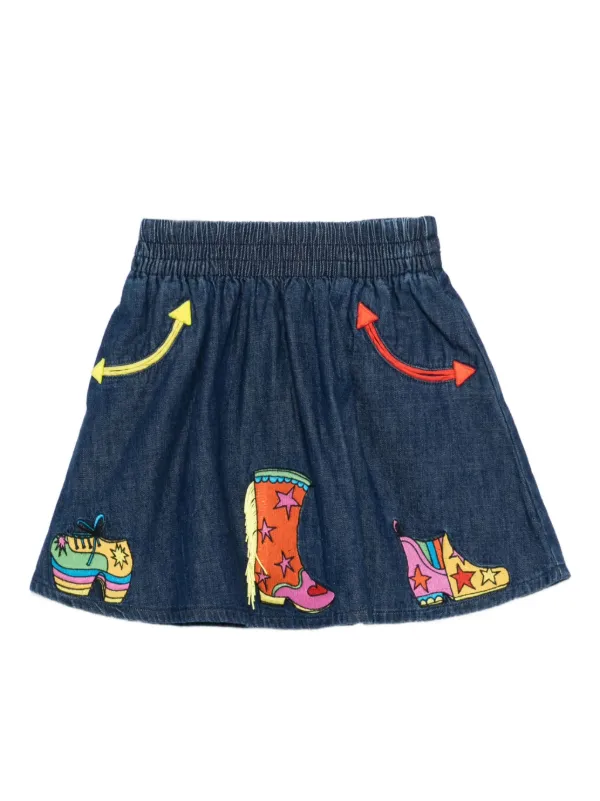 ステラマッカートニー エンブロイダリースカート パンツ Stella McCartney Kids エンブロイダリー スカート | ブルー | FARFETCH JP
