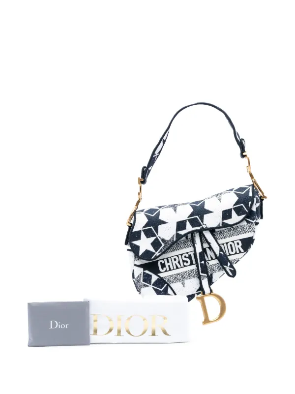 [確実正規品]Dior ショルダーバッグ キャンバス レザー Christian Dior Pre-Owned 2021 エンブロイダリー キャンバス スター