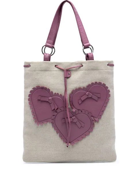 Saint Laurent Pre-Owned 2000-2012 Canvas Fringed Heart Applique tote bag