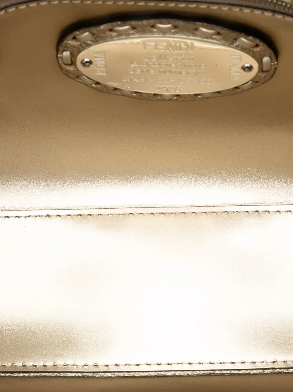 Pre-owned Fendi 2000-2010 Medium Leather Selleria Baguette Satchel In Gold