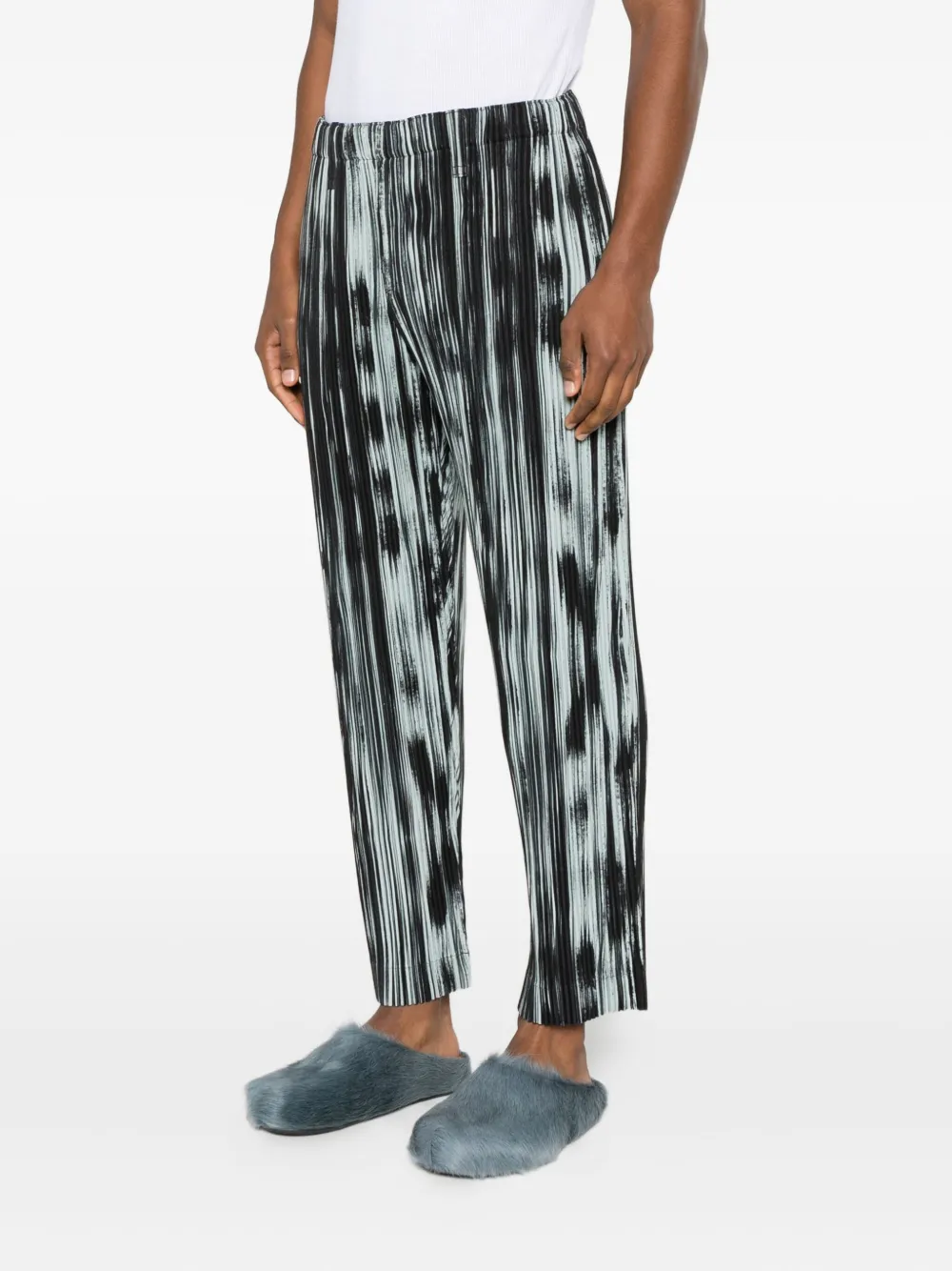 Homme Plissé Issey Miyake Plissé broek met streep Zwart