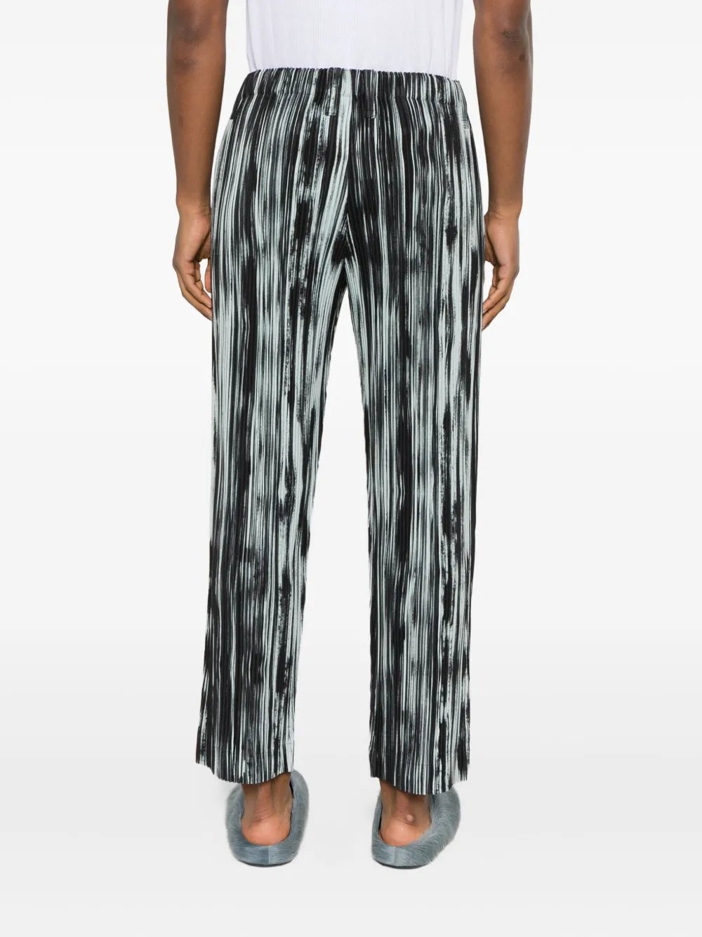 Homme Plissé Issey Miyake Plissé broek met streep Zwart