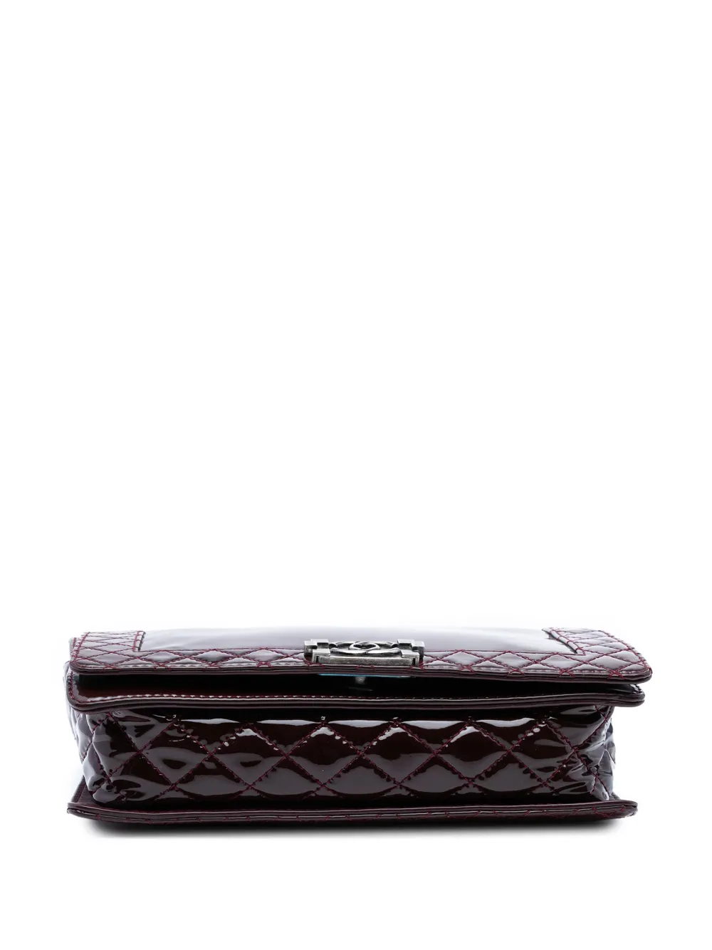 Pre-owned Chanel 2013-2014 Medium Patent Boy Reverso Flap Crossbody Bag In Red