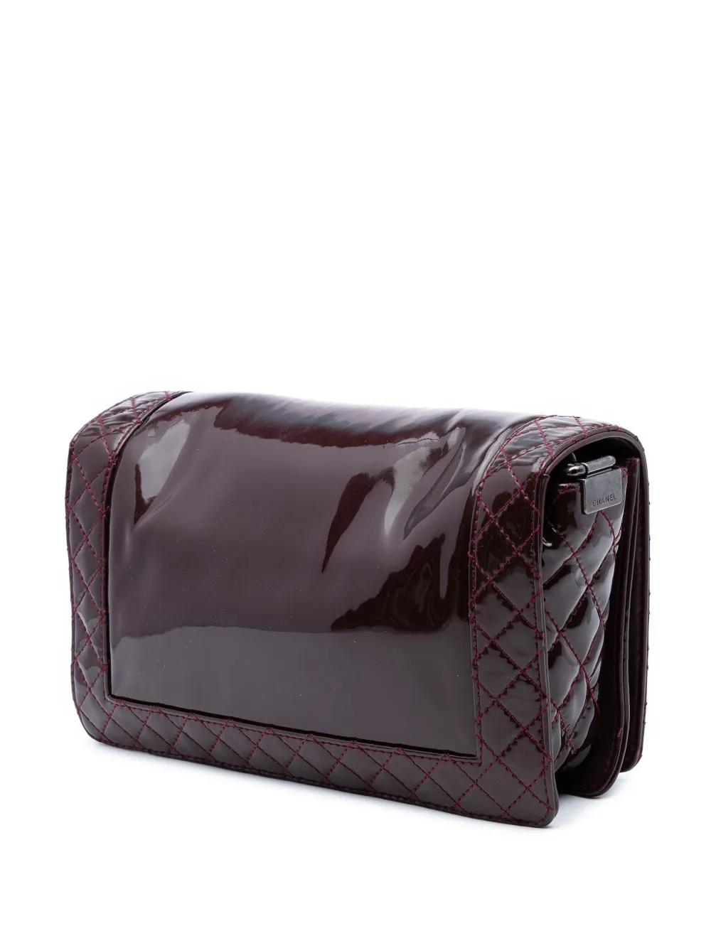 Pre-owned Chanel 2013-2014 Medium Patent Boy Reverso Flap Crossbody Bag In Red