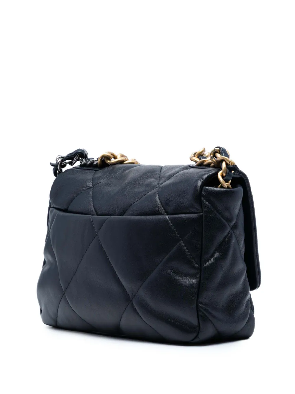 Pre-owned Chanel 2020 Medium Lambskin 19 Flap Satchel In Black