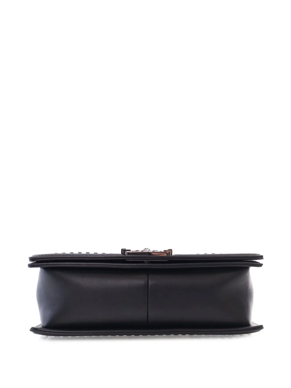 Pre-owned Chanel 2018-2019 Old Medium Quilted Tweed And Calfskin Pearl Boy Flap Crossbody Bag In Black