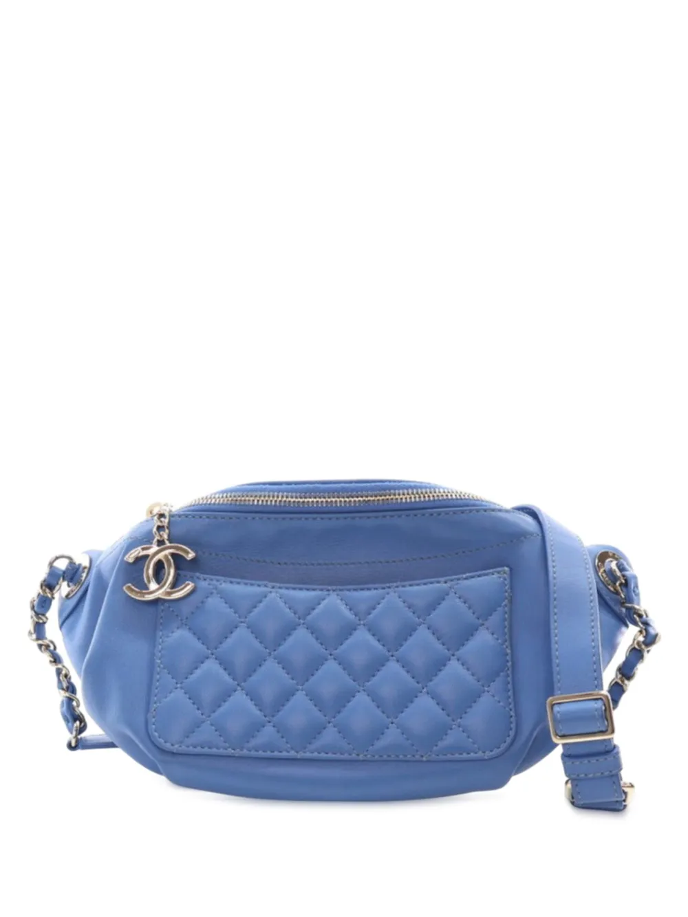 CHANEL Pre-Owned 2019 マトラッセ ラムスキン クラシック Bi ウエストベルトバッグ - ブルー