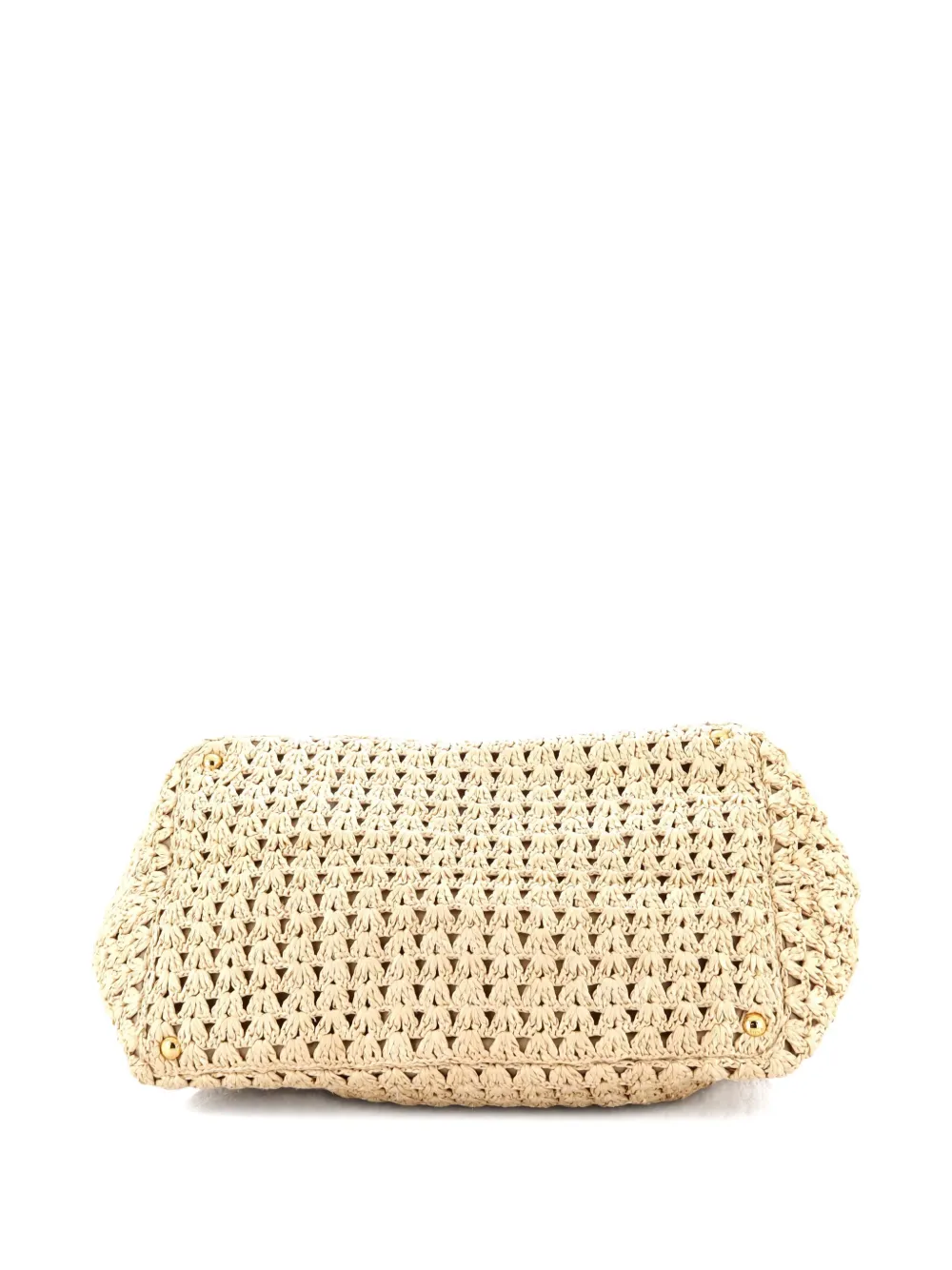 Pre-owned Prada Open Tote Woven Raffia Large Satchel In Neutral