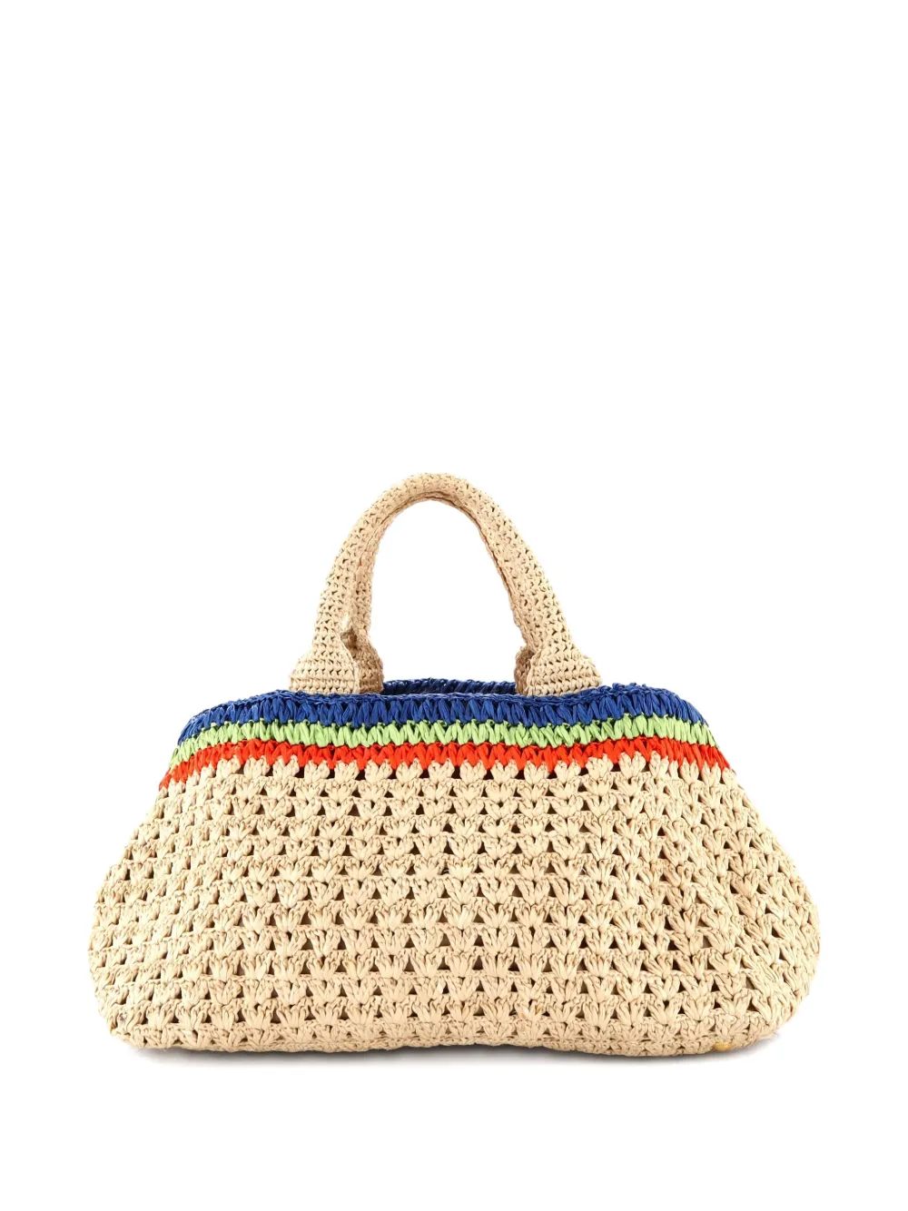 Pre-owned Prada Open Tote Woven Raffia Large Satchel In Neutral