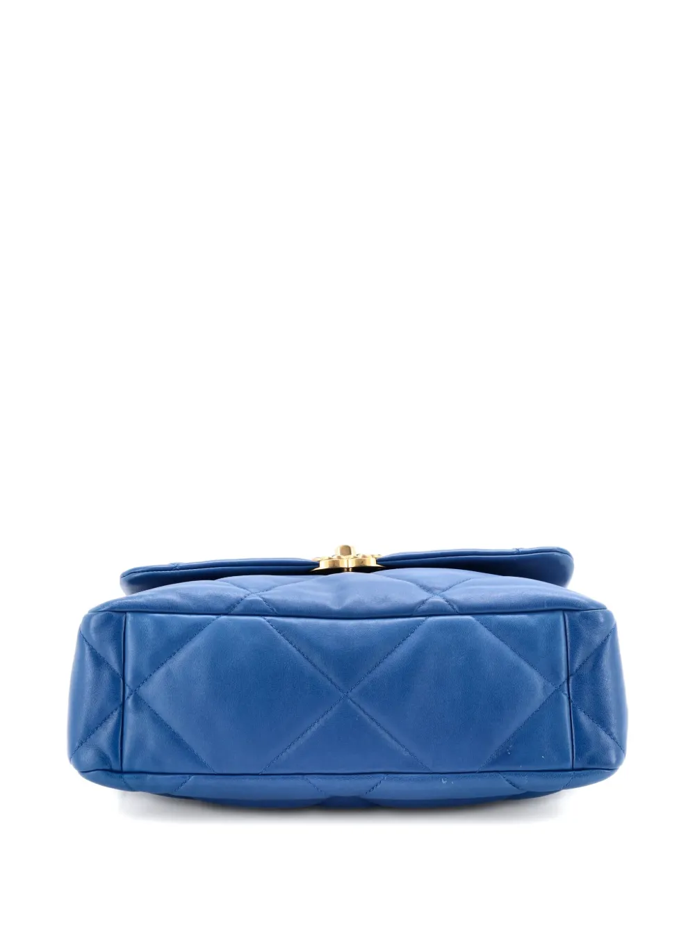 Pre-owned Chanel 19 Flap Bag Quilted Leather Large Crossbody Bag In Blue