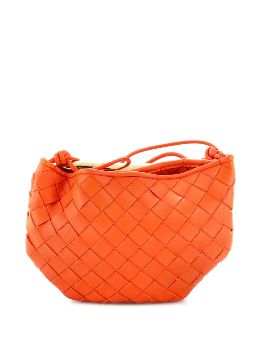 Pre-owned Bottega Veneta Sardine Top Handle Bag Intrecciato Nappa Mini Satchel In Orange